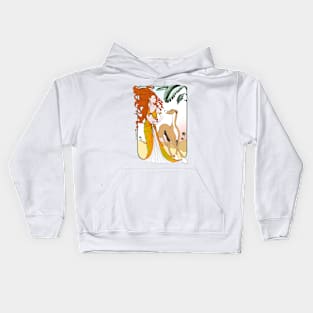 Fawn Greyhound with fantasy goddess. Kids Hoodie